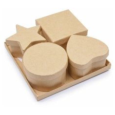 Шкатулки из картона для декорирования. Набор 4 ШТ. 11,8x3,7x11,8 см Hobby Time