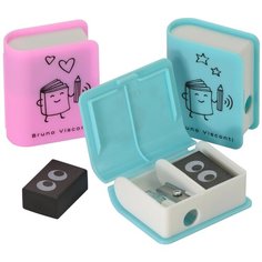 Точилка с контейнером и ластиком "FUNSHARP. КНИГА", 1 отверстие (2 вида) Bruno Visconti