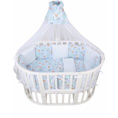 Комплект Premium в кроватку 18 предметов (6+12 подушек-бортиков) AmaroBaby Маленький принц (поплин)