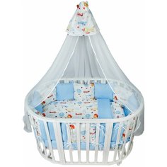 Комплект Premium в кроватку 18 предметов (6+12 подушек-бортиков) AmaroBaby (Воздушный парад, сатин)
