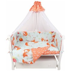 Комплект Premium в кроватку 7 предметов (6+4 подушеки-бортика) AmaroBaby Пушистики (перкаль)