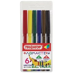 Пифагор Набор фломастеров Веселая такса, 6 шт. (151396)