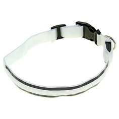 Ошейник Пижон с подсветкой и 2 светоотражающими полосами (1039614/1039613/1039616) 50-58 см белый