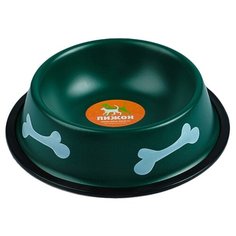 Миска Пижон с косточками, железная с нескользящим основанием зеленый