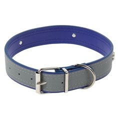 Ошейник Пижон широкий со светоотражающей полосой и косточками (2830739/2830740/1037450/1381384), 66 см синий