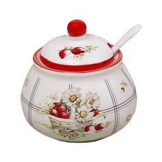 Сахарница Доляна Ромашки 2532187 белый/красный