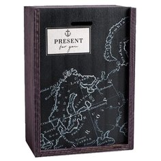Коробка подарочная Дарите счастье Карта 20 х 8 х 14 см черный