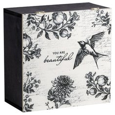 Коробка подарочная Дарите счастье Beautiful 20 × 10 × 20 см черный/белый