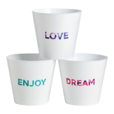 Кашпо Дарите счастье набор 3 в 1 Dream, enjoy, love 0.8 л белый