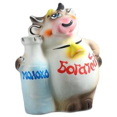 Копилка Хорошие сувениры Символ года: Бык с молоком, керамика, 15 х 21 х 25 см (1304020) разноцветный