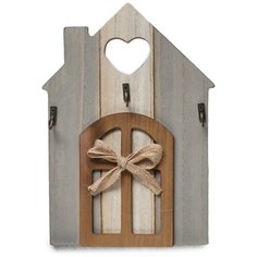 Ключница Yiwu Zhousima Crafts Домик со ставнями 26x18x3 см серый