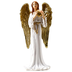 Статуэтка Yiwu Zhousima Crafts Девушка ангел-хранитель с сердцем, 20 см белый/золотой