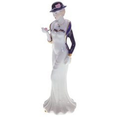 Статуэтка Yiwu Zhousima Crafts Мадмуазель с бутоном в ладонях 20 см белый/синий