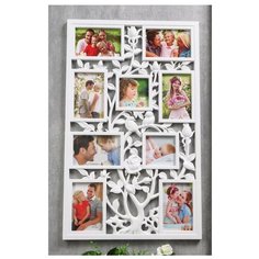 Фоторамка-коллаж Yiwu Youda Import and Export Птицы на розовом кусте на 9 фото 10х10, 10х15 см белый