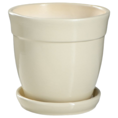 Горшок Керамика ручной работы с поддоном Глория глазурь 18 х 18 см кремовый