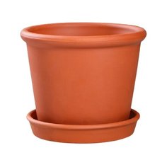Горшок Красная глина с поддоном Ирис 16х16х13 см коричневый