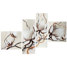 Картина модульная на подрамнике "Цветы магнолии" 2-40*44,5, 2-28*75; 136х75 с Сима ленд