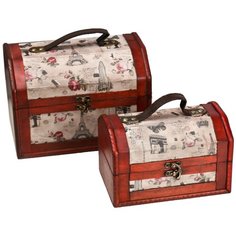 Шкатулка дерево сундучок "Башни. Цветы" набор 2 шт 13х12,520; 17,8х17,5х24,8 см 5050998 Сима ленд