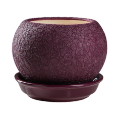Горшок Ориана с поддоном Шар шёлк 10 см х 10 см х 9 см фиолетовый