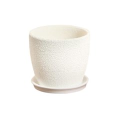 Горшок Керамика ручной работы с поддоном Осень шелк 13 х 12 см белый