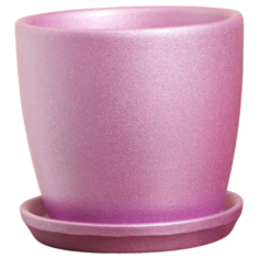 Горшок Керамика ручной работы с поддоном Осень Перламутр 10 х 10 см фиолетовый