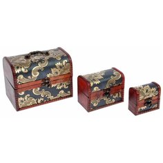 Шкатулка дерево сундучок(набор3 шт)"Искусство"19,5х14,5х12,5см,13,5х11х8см,9,5х5х8см 1519706 Сима ленд