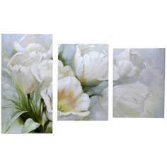 Картина модульная на подрамнике "Белые тюльпаны" 99x65 см. (33х45, 33х50, 33х65) 4416287 Topposters