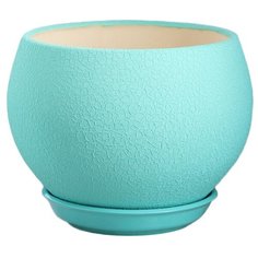 Горшок Ориана с поддоном Шар шёлк 22 х 18 см бирюза