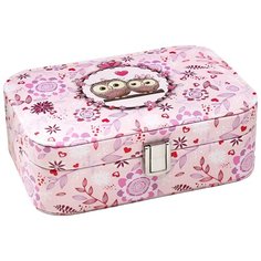 Шкатулка кожзам под часы 1 отделение и бижутерию "Совушки на ветке" 7х20х14 см 5144439 Сима ленд