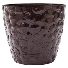 Кашпо РОССПЛАСТ «Камешки» с поддоном №4 , 8 л шоколадный