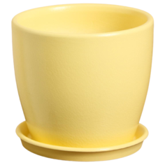 Горшок Керамика ручной работы с поддоном Осень глянец 13 х 12 см желтый