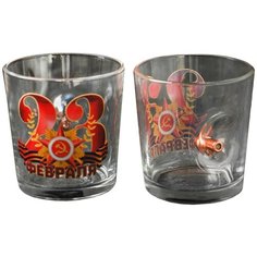 Стакан "Непробиваемый 23. Георгиевская лента", для виски, пуля, 250 мл 6260567 Дарим красиво