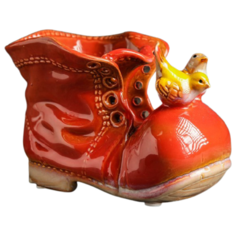 Кашпо Take It Easy Ботинок с птичками 13 х 8 х 10 см красный