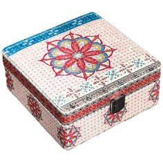 Шкатулка кожзам для украшений "Арабский цветок" с блёстками 6,7х15х15 см 4571847 Сима ленд