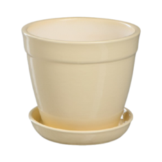 Кашпо Керамика ручной работы с поддоном Глория глянец 11 х 11 х 11 см кремовый