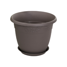 Кашпо IDEA (М-Пластика) с поддоном Рябина 40 × 40 × 32 см серый