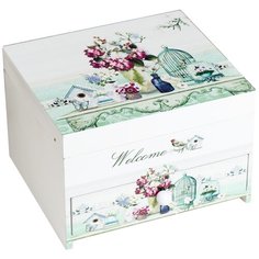 Шкатулка дерево с зеркалом "Птичьи трели и цветы" 11,5х17х15 см 5166271 Сима ленд