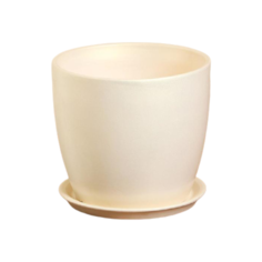 Горшок Керамика ручной работы с поддоном Осень Перламутр 17 х 16 см бежевый