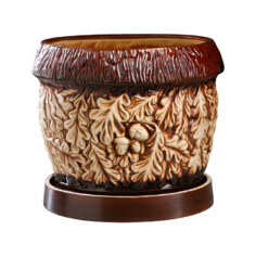 Кашпо Керамика ручной работы с поддоном Дубок 15 x 15 x 17 см бежевый/желтый/коричневый