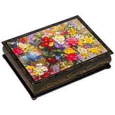 Шкатулка «Букет в вазе», 17×22 см, лаковая миниатюра 2997302 Сима ленд