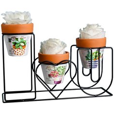 Набор кашпо керамических 3 шт, на подставке "IloveU", кашпо 9*9см 4528624 Take It Easy