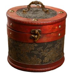 Шкатулка дерево состаренная "Цветы" цилиндр 15х17,5х17,5 см 4461644 Сима ленд