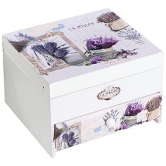 Шкатулка дерево с зеркалом "Букеты с лавандой" 11,5х17х15 см 5166257 Сима ленд