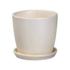 Горшок Керамика ручной работы с поддоном Осень Перламутр 10 х 10 см бежевый