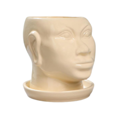 Горшок Керамика ручной работы Голова африканки глазурь 17 х 15 х 17 бежевый