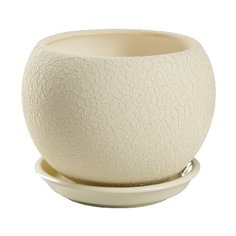Горшок Ориана с поддоном Шар шёлк 15 х 12.5 см бежевый