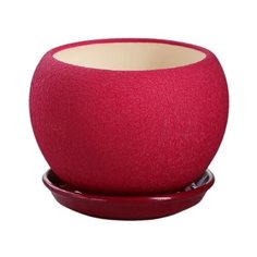 Горшок Ориана с поддоном Шар шёлк 15 х 12.5 см бордовый