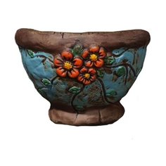 Кашпо Take It Easy настенное Цветы 4,5 х 12 х 6 см коричневый/синий