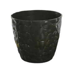 Кашпо IDEA (М-Пластика) с поддоном Камни 18 х 15.5 см черный