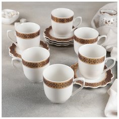 Сервиз чайный 12 пред "Жоржина" 6 чашек 220 мл, 6 блюдец 14 см, цвет темно синий 4712501 Сима ленд